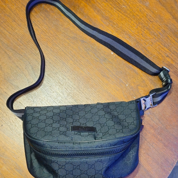 Black Gucci Monogram Patterned Belt Bag - Picture 2 of 5